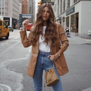 Vintage DANIER 100% Suede Leather Brown Blazer Coat